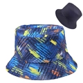 Close-up of reversible bucket hat showing graffiti print and solid dark inner lining - Style 1 (Double-sided Graffiti Print)