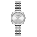 IBSO elegant silver square quartz watch for women with minimalist stainless steel strap - White Dial Silver Steel Band