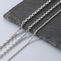 Three widths of polished stainless steel O-chains for men on minimalist rock base - Cut-edge O-chain [2mm] / Steel Color Necklace 45cm