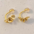 Elegant gold calla lily earrings in matte finish with silicone backings for women - Matte Gold Petal Shape Ear Clip