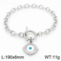 Bracciale occhio greco argento con chiusura a levetta OT in acciaio inossidabile - Colore Acciaio (KB183038-TJG)
