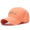 Peach-colored washed cotton baseball cap with gold embroidery and adjustable fit - Adjustable / Orange