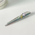 Silver liquid metal bow hair clip with colorful gemstones and clear rhinestones - Colorful Liquid Gemstone