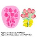 Pink silicone mold featuring tulip bouquet and bow for fondant and DIY crafts - 2#B60 Pink Bow Tulip