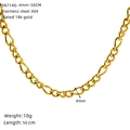 Detailansicht der 4 mm breiten, 18 Karat vergoldeten Panzerkette aus 304 Edelstahl - 50cm (SN714G-4MM-50CM)