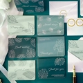 Vintage green and gold botanical greeting card set with matching envelopes and stickers - Green Fresh Botanical Card / With Envelope + Seal Sticker