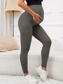 Detail der grauen Umstands-Yogahose mit hoher Taille und atmungsaktiver Textur - S / Grau