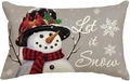 Grey linen rectangular Christmas pillow cover with snowman and Let it Snow print - Style 4 (Single-sided)