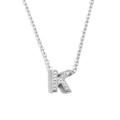 Collana con ciondolo lettera K in argento con piccoli cristalli su catena a maglie sottili - Colore Acciaio-Lettera K