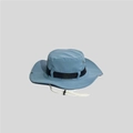 Greyish blue wide brim outdoor bucket hat with black strap and adjustable wind rope - One Size / Aqua