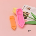 Detailed view of pink pencil silicone mold with orange resin finished product - Pencil Shape Style (6#)