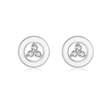 S925 sterling silver round stud earrings with three inlaid sparkling zircon stones - Silver Minimalist Pave