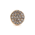 Golden stud earring featuring a circular design paved with sparkling clear crystals - Gold Pave Circle