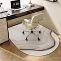 Oval office chair mat with beige and brown contour map patterns on wooden floor - 50x80cm / Style C - Vertical Arch
