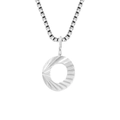 Silver stainless steel necklace featuring a textured letter O pendant on a box chain. - O-Steel Color
