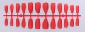 Macro detail of 24-piece matte red teardrop almond false nails on a professional plastic frame - Matte Red (SDM-10)