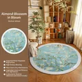 Van Gogh Almond Blossom round rug in light blue with non-slip backing for bedroom - Diameter 80cm / Almond Blossoms