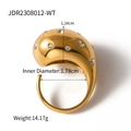 Anello spesso in acciaio inossidabile placcato oro 18K con inserti in zirconi brillanti - Oro con zirconia bianca