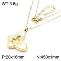 Gold stainless steel necklace featuring a white shell butterfly pendant and dimensions - Gold (KN290891-GC)