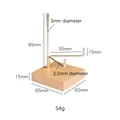 Black walnut wood base with brass metal display stand for minerals and small crystals - Beech Three-Prong Extra Large