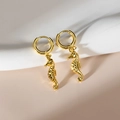 Elegant 18K gold-plated stainless steel hoop earrings with seahorse-shaped pendants - Gold - Seahorse Shape