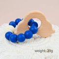 Blue silicone and beech wood baby teether bracelet with a cloud-shaped wooden charm - Cloud/Blue Beads