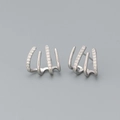 Orecchini a artiglio in argento S925 con zirconi micro-incastonati dal design moderno - Argento 925 / Oro Bianco