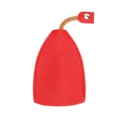 Red leather key case holder in bell shape with protective drawstring and snap button - Solid Red