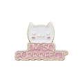 Cute white cartoon cat enamel pin with I'm So Purrrfect quote and golden metal finish - xz8180/I'm So Purrrfect White Cat