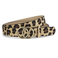 Chic leopard print leather belt with vintage bronze double ring buckle for women - Leopard Print
