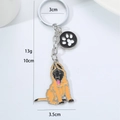 Cartoon German Shepherd metal keychain with white paw print charm and 10cm total length - German Shepherd (Malinois Paw)