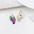 Purple grape alloy pendant charm with green leaf for DIY jewelry making and crafts - Purple Grapes (10x17mm)