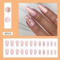 Rosa matte Ballerina-Kunstnägel mit goldenem 3D-Love-Schriftzug und Perleffekt - W502 Love Rosa (Klebertyp)