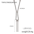 Collier double chaîne argentée avec perles et pendentifs à franges en acier inoxydable - Collier Chaîne Torsadée à Gland / Acier