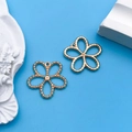 KC gold five-petal flower metal charms with beaded edges for DIY jewelry making - 1pc KC Gold Hollow Flower Shape 11x11mm
