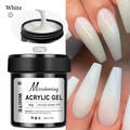 Detail of 150g large capacity white acrylic extension gel with professional nail swatch - 05 White