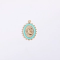 Golden oval tarot charm with light blue enamel, crescent moon and star patterns - Pendant / 19*27MM / Blue Moon Pendant