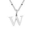 Titanium steel silver necklace featuring a letter W pendant and delicate bead chain - Letter W / Silver