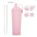Pink 830ml insulated tumbler with straw and magnetic handle for boba tea pearls - 830ml / Light Pink