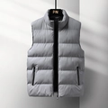 Gilet matelassé gris de haute qualité pour hommes avec col montant et tissu coupe-vent - 6XL / Gris