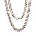 Rainbow Cuban link chain necklace with polished multi-color finish and lobster clasp - Colorful