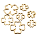 Seven sizes of 18k gold plated stainless steel hollow clover pendants for DIY jewelry - 12mm / Gold