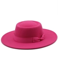 Cappello fedora in lana rosa vivace con tesa larga e nastro in gros-grain coordinato - M (56-58cm) / Rosa Rossa