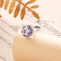 Single silver stud earring featuring a purple zircon stone with a hollow star frame design - Purple (A425-4#)