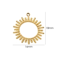 Detailed view of sunburst gold pendant measuring 18mm by 16mm in size for jewelry DIY - Round/Sun Ray / Gold