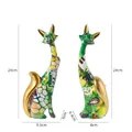 Artistic cat figurines with colorful graffiti patterns and golden ears in green finish - KY187 Graffiti
