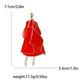 Broche élégante en émail rouge forme femme avec détails de mesures et de dimensions - Rouge