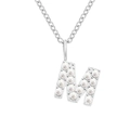 Elegante collana in acciaio inossidabile argentato con pendente a lettera M e perle - M-Argento