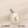 Minimalist 18mm cream white pearl pendant with silver metal clasp weighing 9g - Steel Color Style (KP120439-Z)
