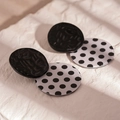 Macro detail of retro acrylic geometric earrings featuring black and white polka dot patterns - Black and White Polka Dot (S925 Silver Pin)